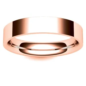 Flat Court Profile Rings Wedding - Rose Gold 